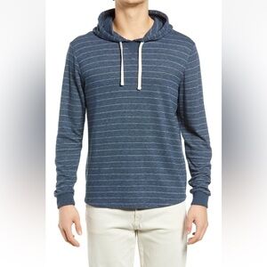 Marine Layer Double Knit Pullover‎ Hoodie Long Sleeve Blue Stripe Mens Large